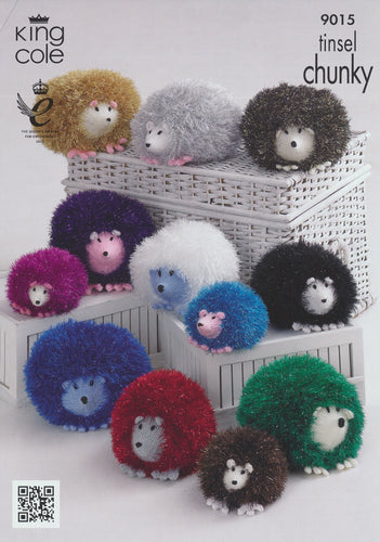 King Cole Tinsel Chunky Knitting Pattern Hedgehog 9015