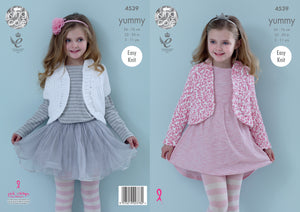 King Cole Yummy Knitting Pattern - Girls Boleros (4539)
