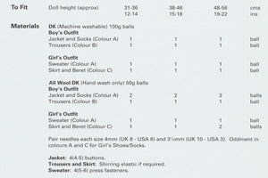 Peter Gregory Double Knitting Pattern - 7207 Dolls Outfits