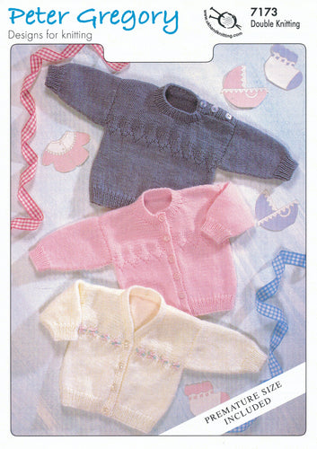 Peter Gregory Double Knitting Pattern - Sweater and Cardigans (7173)