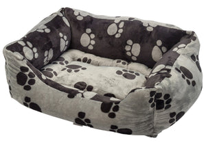 Petface Plush Paws Reversible Square Dog Bed - Grey/Black (Various Sizes)