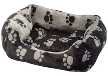 Load image into Gallery viewer, Petface Plush Paws Reversible Square Dog Bed - Grey/Black (Various Sizes)