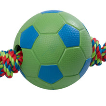 Load image into Gallery viewer, https://images.esellerpro.com/2278/I/113/686/petface-toyz-tug-kick-football-rope-floating-water-land-toy-close-up-1.jpg