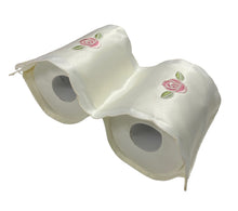 Load image into Gallery viewer, Rose Embroidered Fabric Hanging Toilet Roll Holder