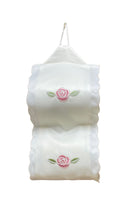 Load image into Gallery viewer, Rose Embroidered Fabric Hanging Toilet Roll Holder