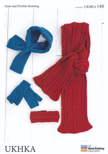 Double Knit & Aran Knitting Pattern for Winter Accessories (UKHKA 148)
