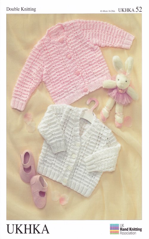 Double Knitting Pattern - UKHKA 52 Long Sleeved Baby Cardigans
