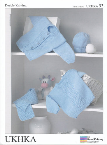 SECONDS UKHKA 93 Double Knitting Pattern Leaflet for Cable Knit Clothes Set
