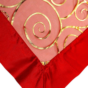 Christmas Reversible Swirl Voile Table Topper - 36" x 36" Square Red