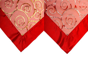 Christmas Reversible Swirl Voile Table Topper - 36" x 36" Square Red