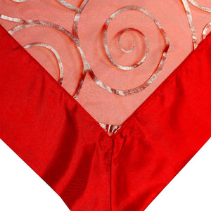 Christmas Reversible Swirl Voile Table Topper - 36" x 36" Square Red
