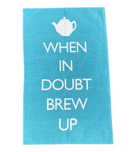Load image into Gallery viewer, https://images.esellerpro.com/2278/I/215/642/when-in-doubt-brew-up-blue-tea-towel-1.JPG